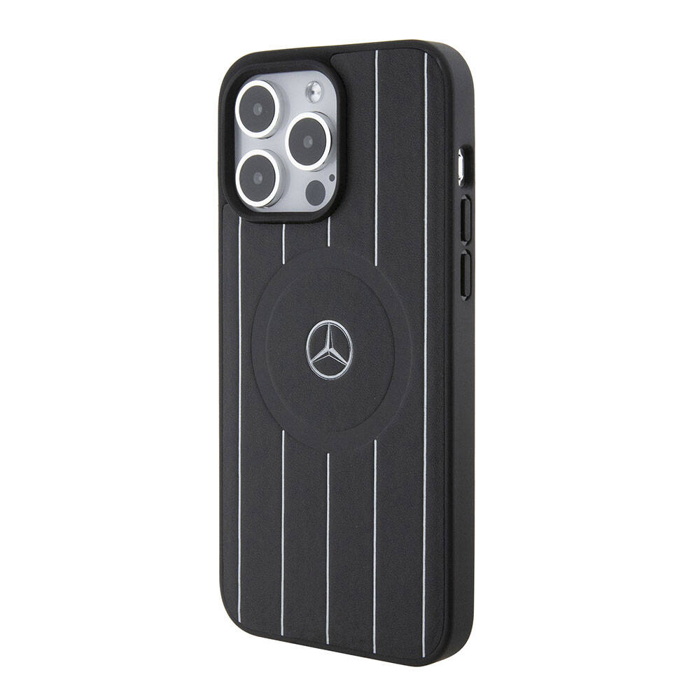 Mercedes Benz iPhone 15 Pro Max Orjinal Lisanslı M-safe Şarj Özellikli Baskı Logolu Paralel Çizgi Desenli Deri Kılıf Mercedes Benz iPhone 15 Pro Max Orjinal Lisanslı M-safe Şarj Özellikli Baskı Logolu Paralel Çizgi Desenli Deri Kılıf